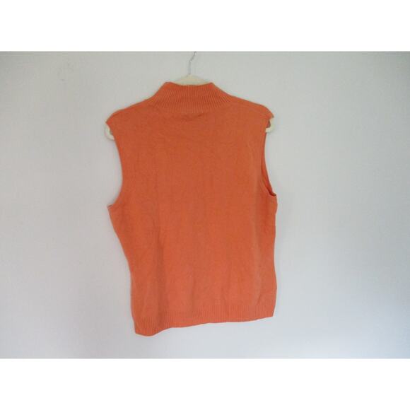 Vintage Y2K Prive Cashmere Orange Sleeveless Turtleneck Sweater Size XL - Picture 5 of 10